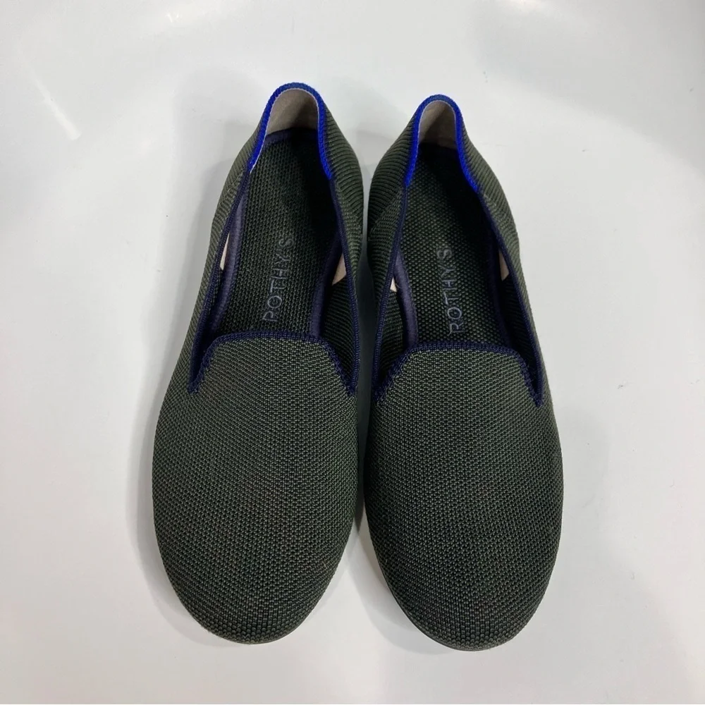 Rothy’s The Loafer round toe olive green neon stripe on‎ the back size 7.5 - Picture 2 of 9